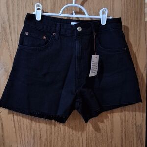 Women's Topshop Black Denim Stretch shorts Size 29 NWT